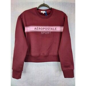 Aeropostale Sport Fleece Crewneck Sweatshirt Women's S Red Preppy Athleisure NEW